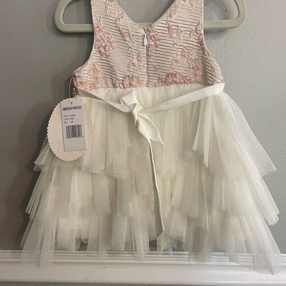 NWT American Princess White Pink Floral Tulle Baby Toddler Dress Size 24 Months - Picture 7 of 9